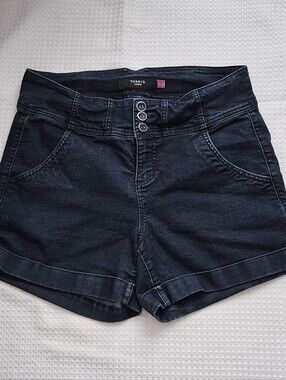 Torrid Size 12 Dark Wash High-Rise Triple-Button Jean Shorts